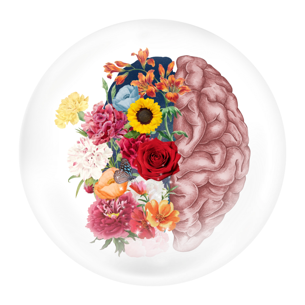 brain food-brain blooming with flowers
