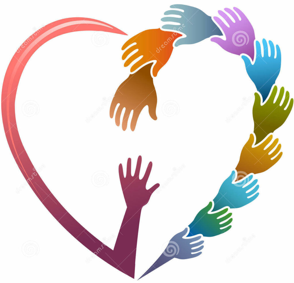 Helping Hands--picture of heart, with hands forming one side of heart