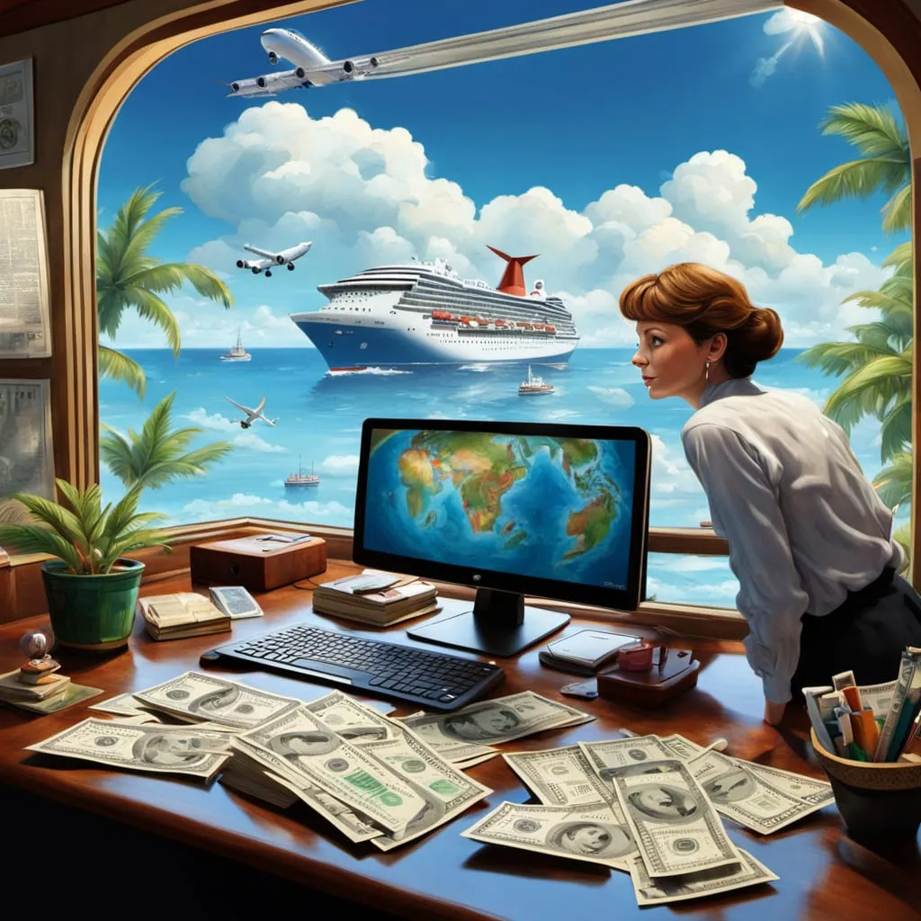 Finding My Pearl-An image that shows dreams of travel by plane and cruiseline, with money to spare from my online business.