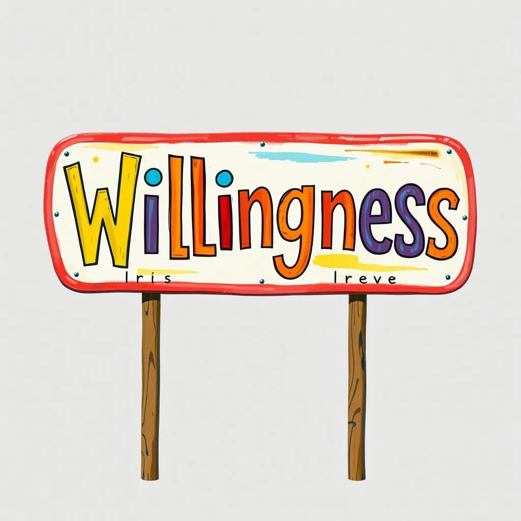 4-D Approach Which Builds Success in Blog Business--a sign with "willingness" written on it
