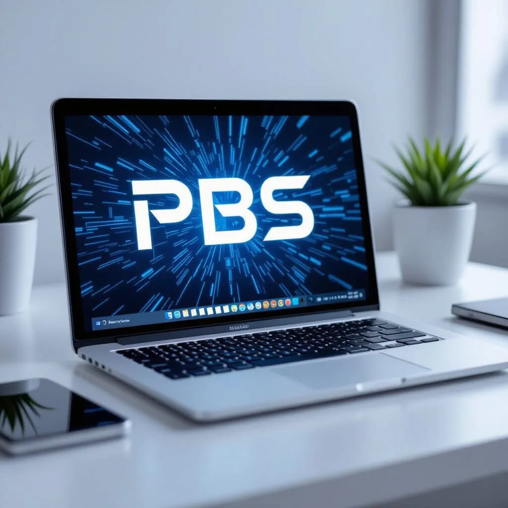 Your #1 Successful Onlne Career--a laptop that shows a representation of the three letters of the Performance Blogging System, PBS, (propietary restrictions.) which is the basis for your online career.