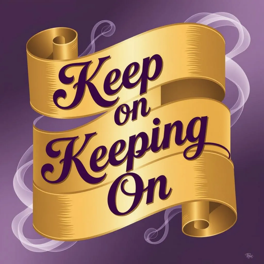 1 More Hour--a banner that says "Keep On Keeping On"