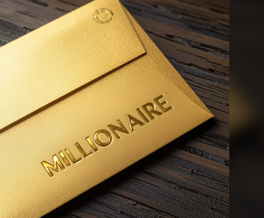 Passion and Play with Night Cafe-an envelope with Millionaire embossed on it.