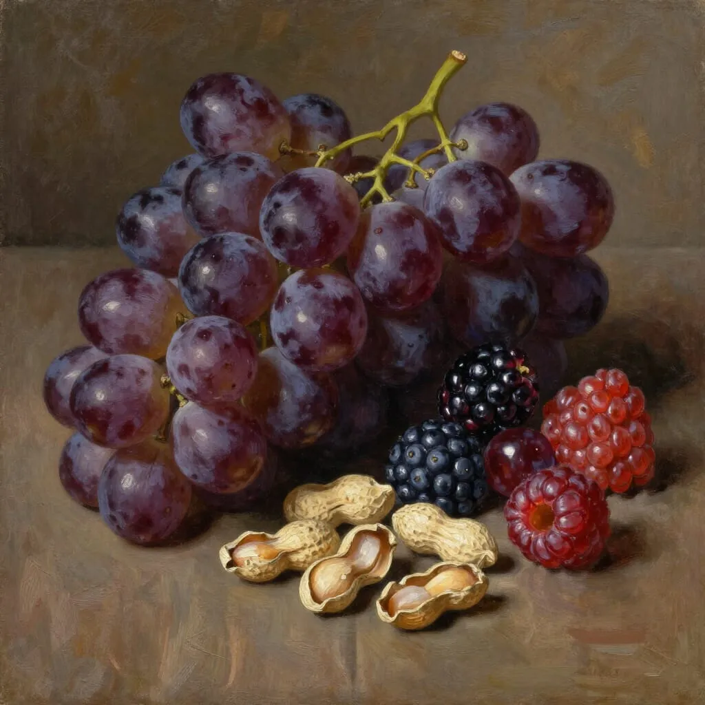 Polyphenols are found in grape skins, berries and peanuts.