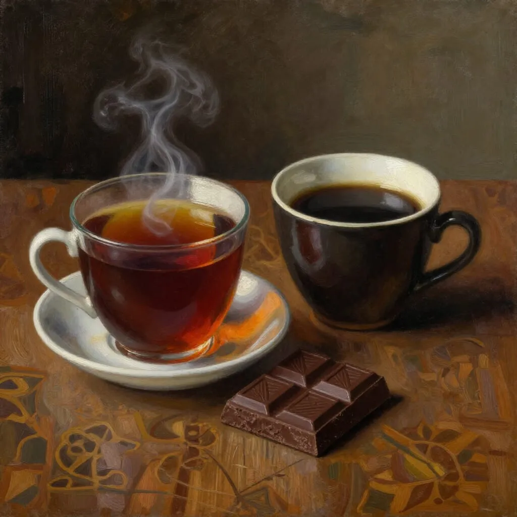 Polyphenols are in hot tea, coffee and dark chocolate.