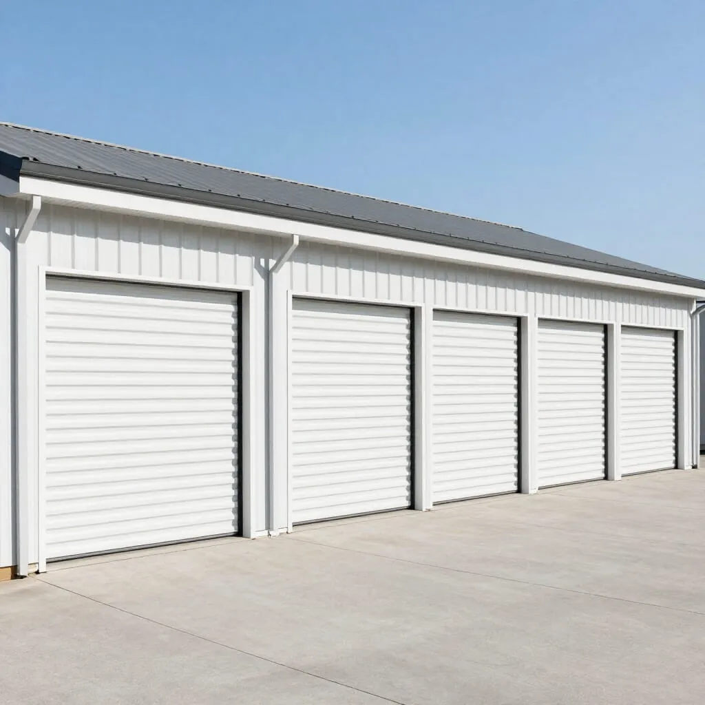 A row of storage units