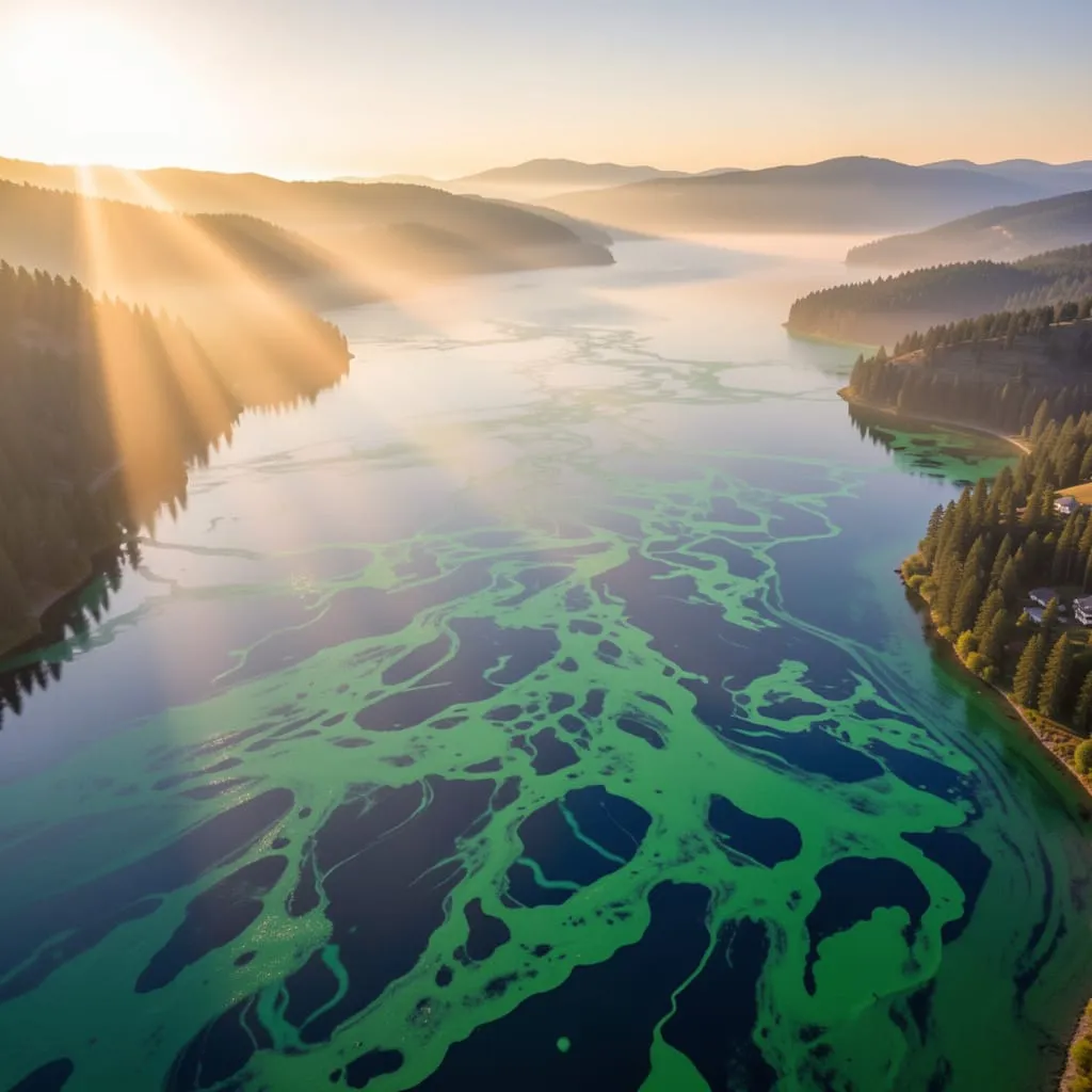 RevitaBLŪ® Increases Your Stem Cells-an image similar to Klamath Lake with blue-green algae.
