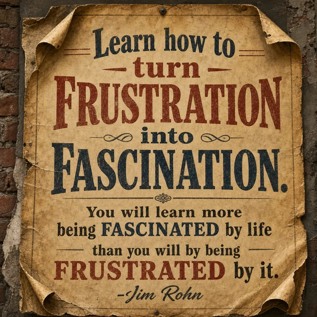 Learn how to turn frustration into fascination. You will learn more being fascinated by life than you will by being frustrated by it.  Jim Rohn