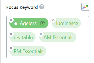 The green focus keyword in Rank Math.
